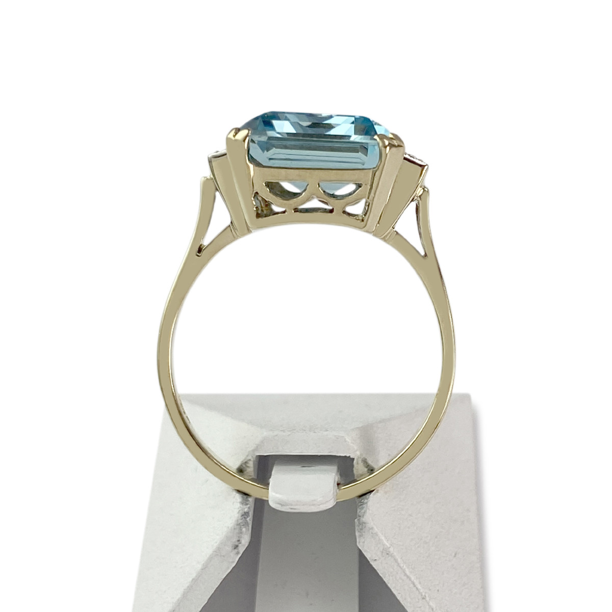 Bague d'occasion or 585 2 tons aigue marine diamants - vue 3