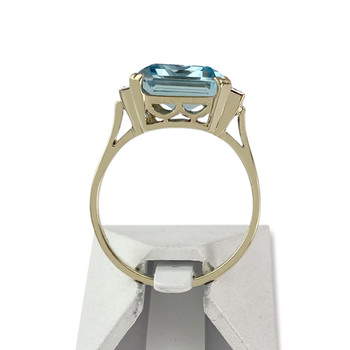 Bague d'occasion or 585 2 tons aigue marine diamants
