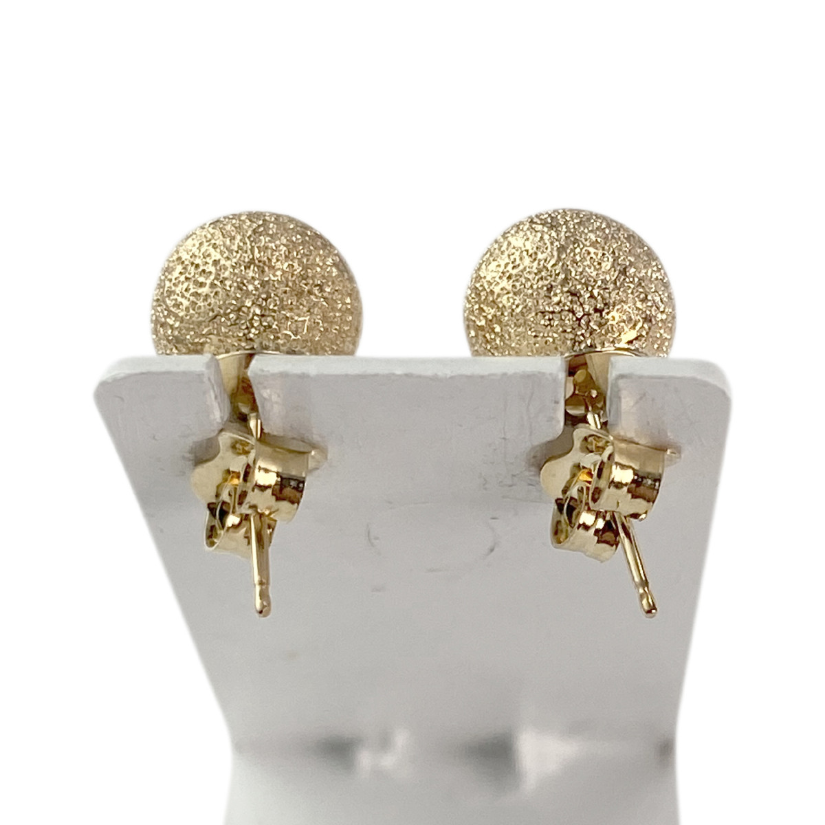 Boucles d'oreilles clous d'occasion or 375 jaune boules - vue 3