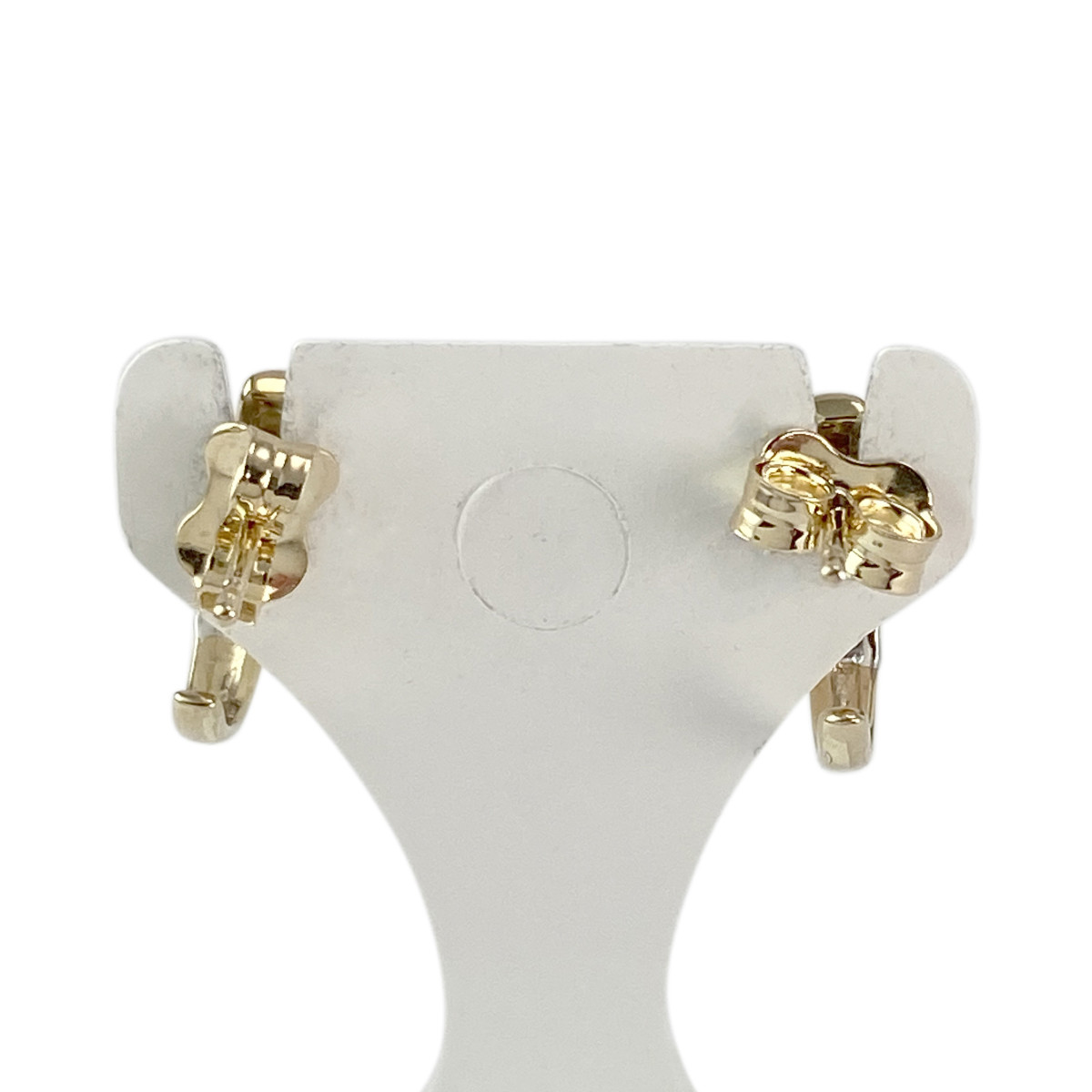 Boucles d'oreilles clous or 375 2 tons diamants - vue 3