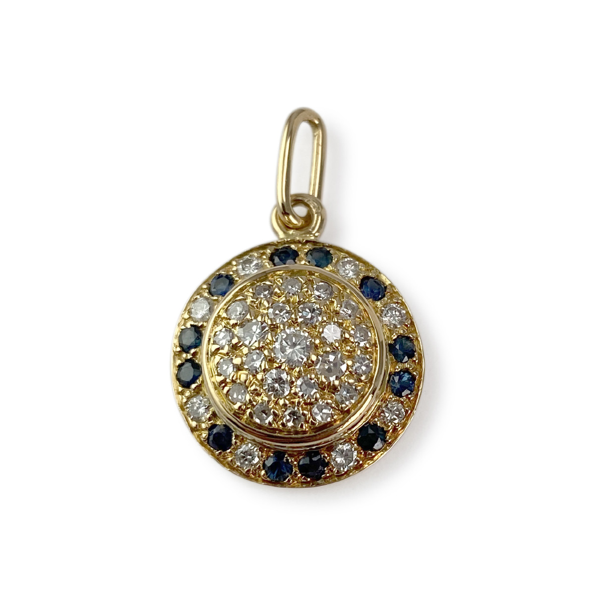 Pendentif d'occasion or 750 jaune diamants saphirs