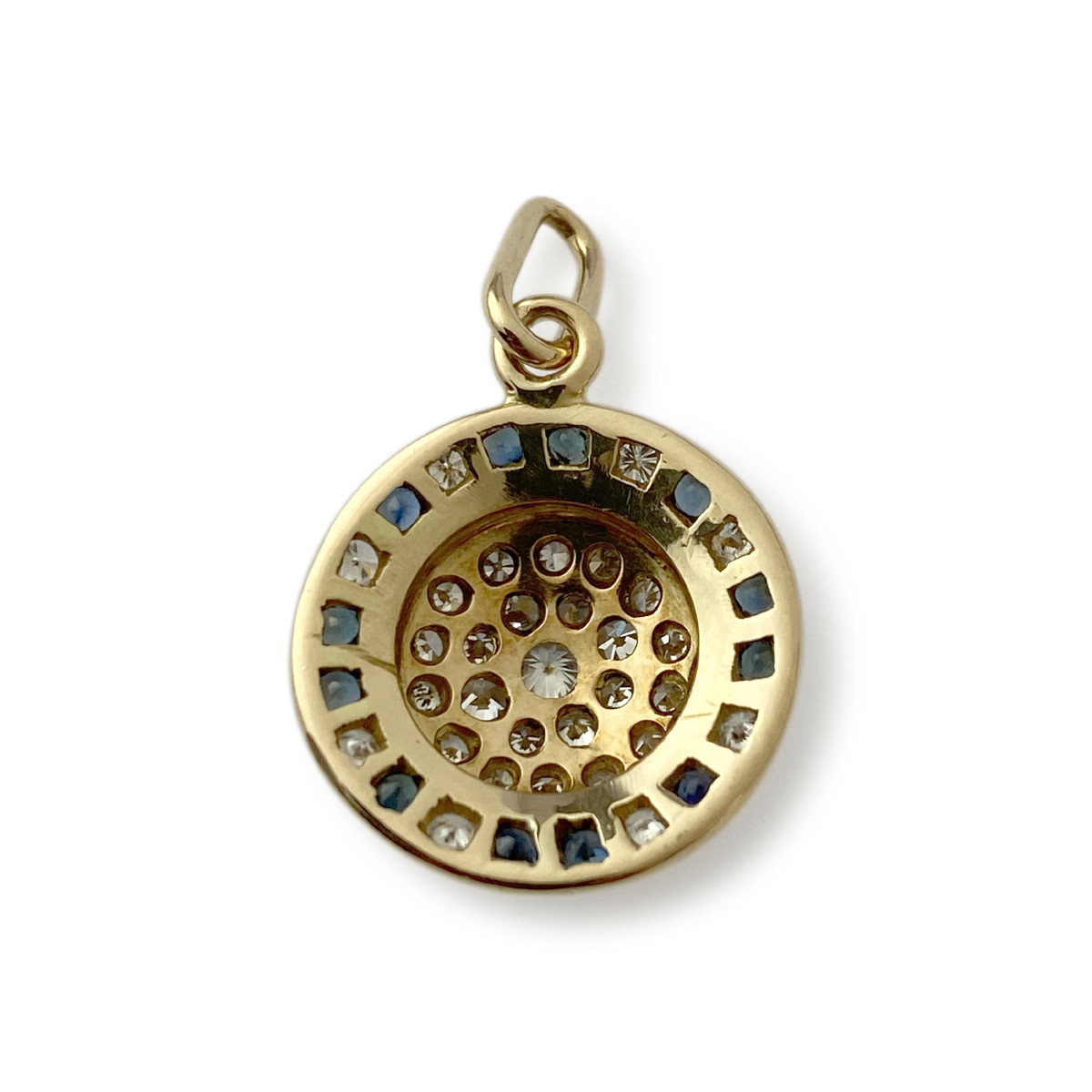 Pendentif d'occasion or 750 jaune diamants saphirs - vue 2