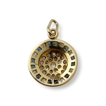 Pendentif d'occasion or 750 jaune diamants saphirs