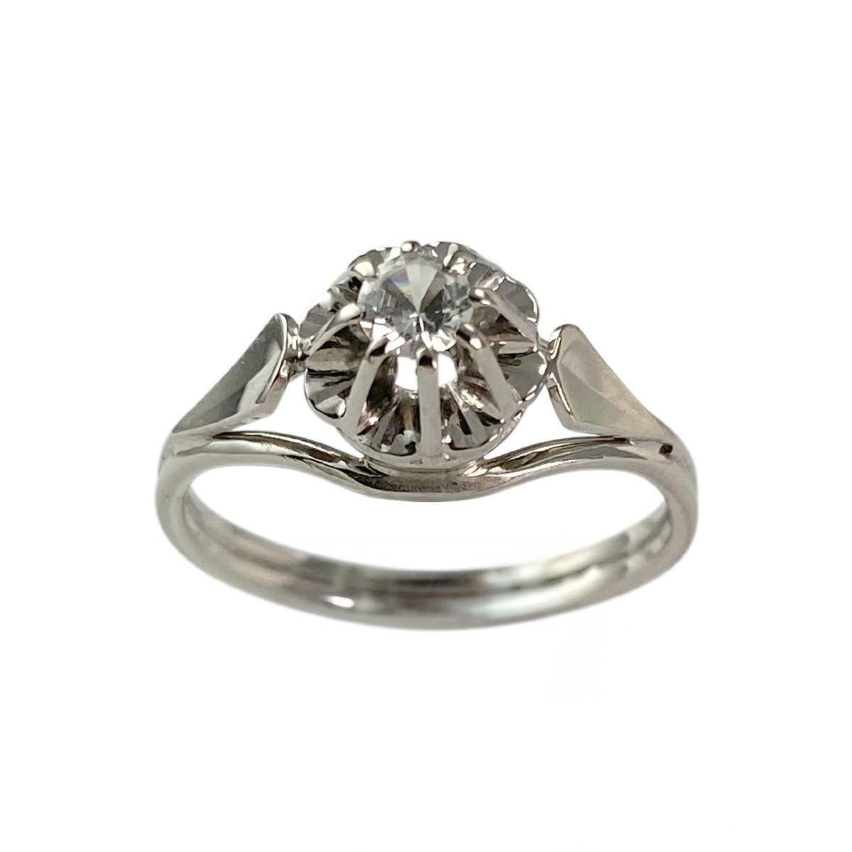 Solitaire d'occasion or 750 blanc spinelle synthétique