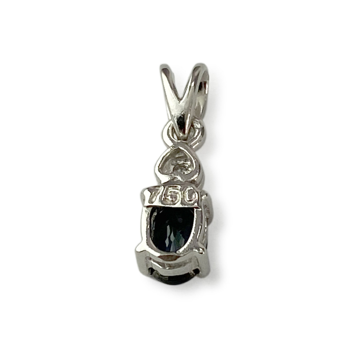 Pendentif d'occasion or 750 blanc saphir diamant - vue 2