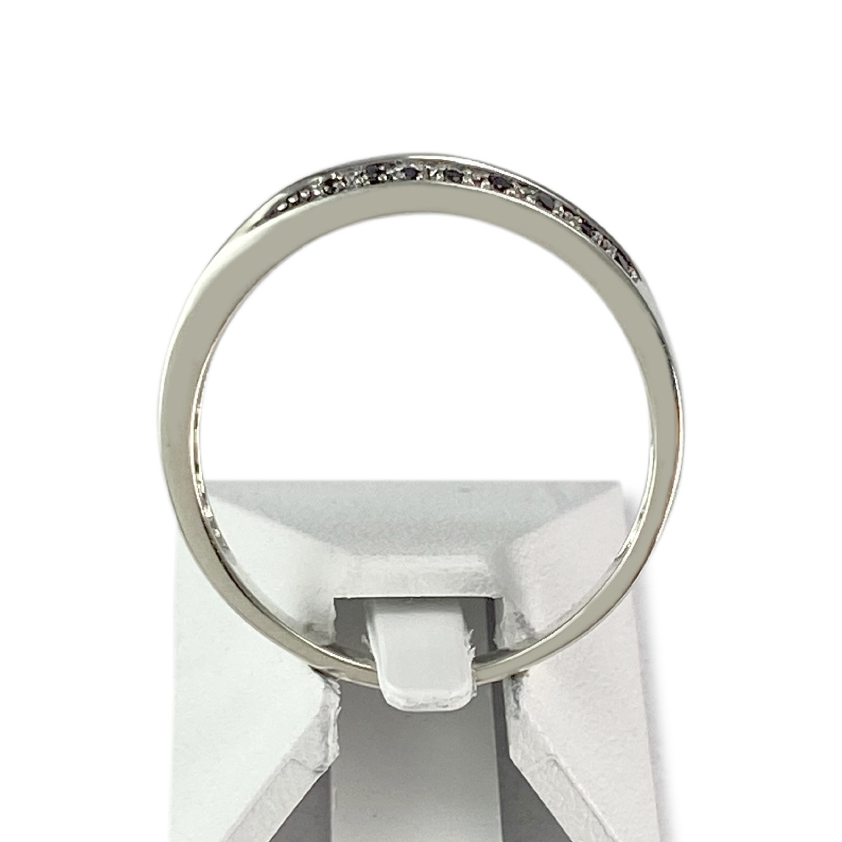 Bague d'occasion or 375 blanc diamants noirs et blancs - vue 3