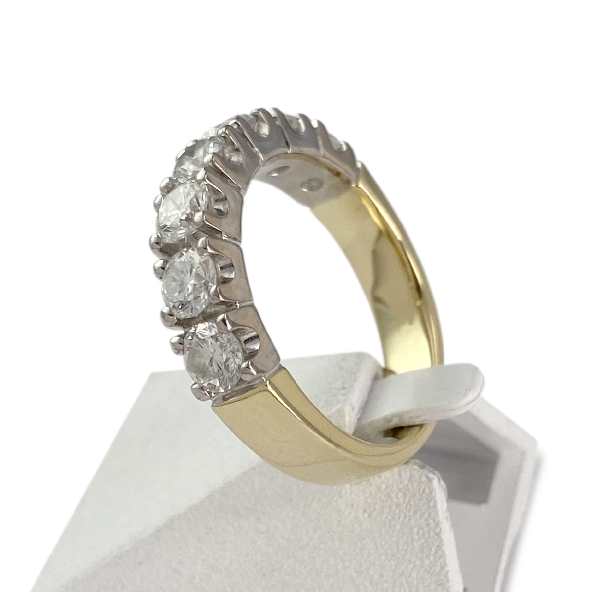 Bague d'occasion 2 ors 750 diamants synthetiques - vue 2
