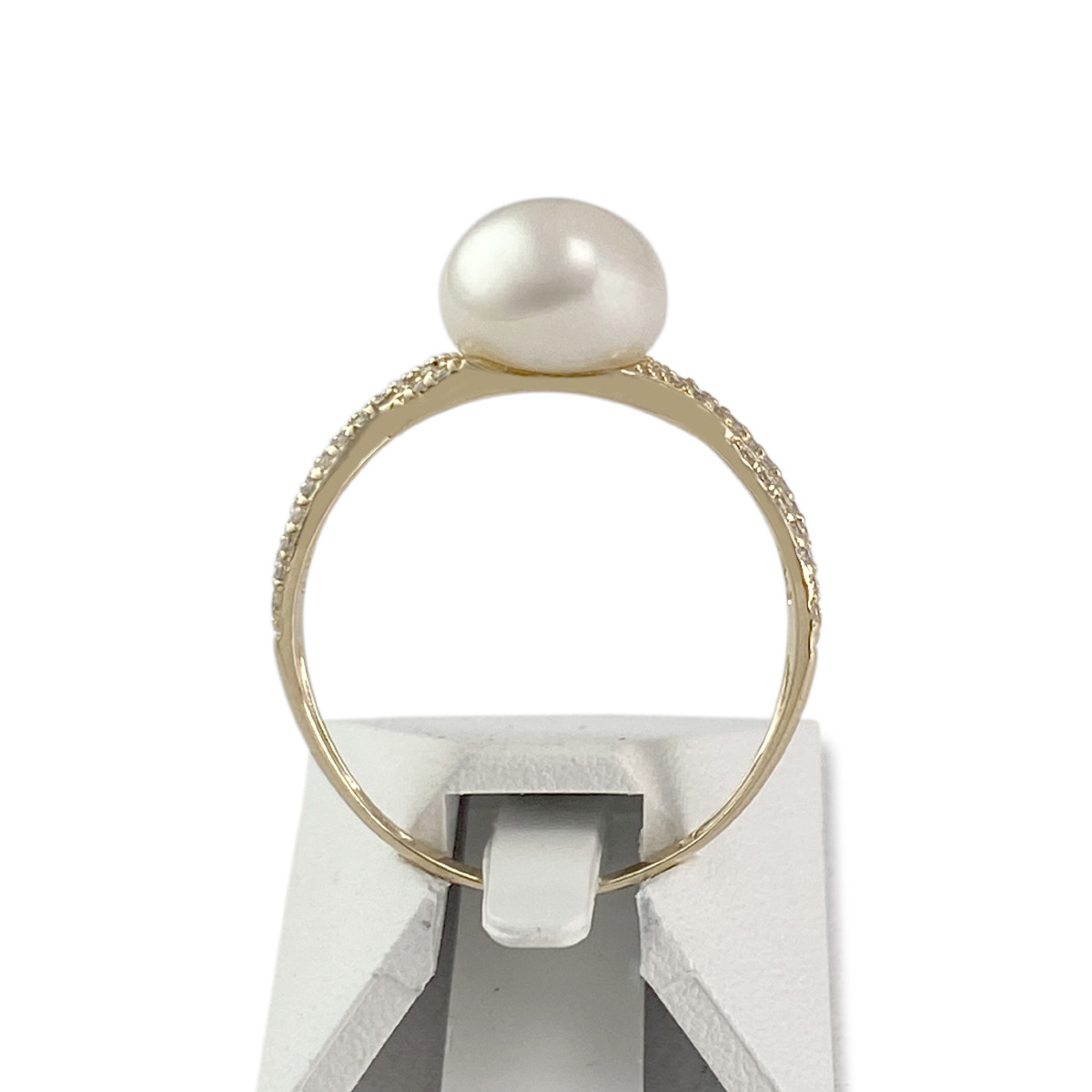 Bague d'occasion or 375 jaune perle et zirconias - vue 3