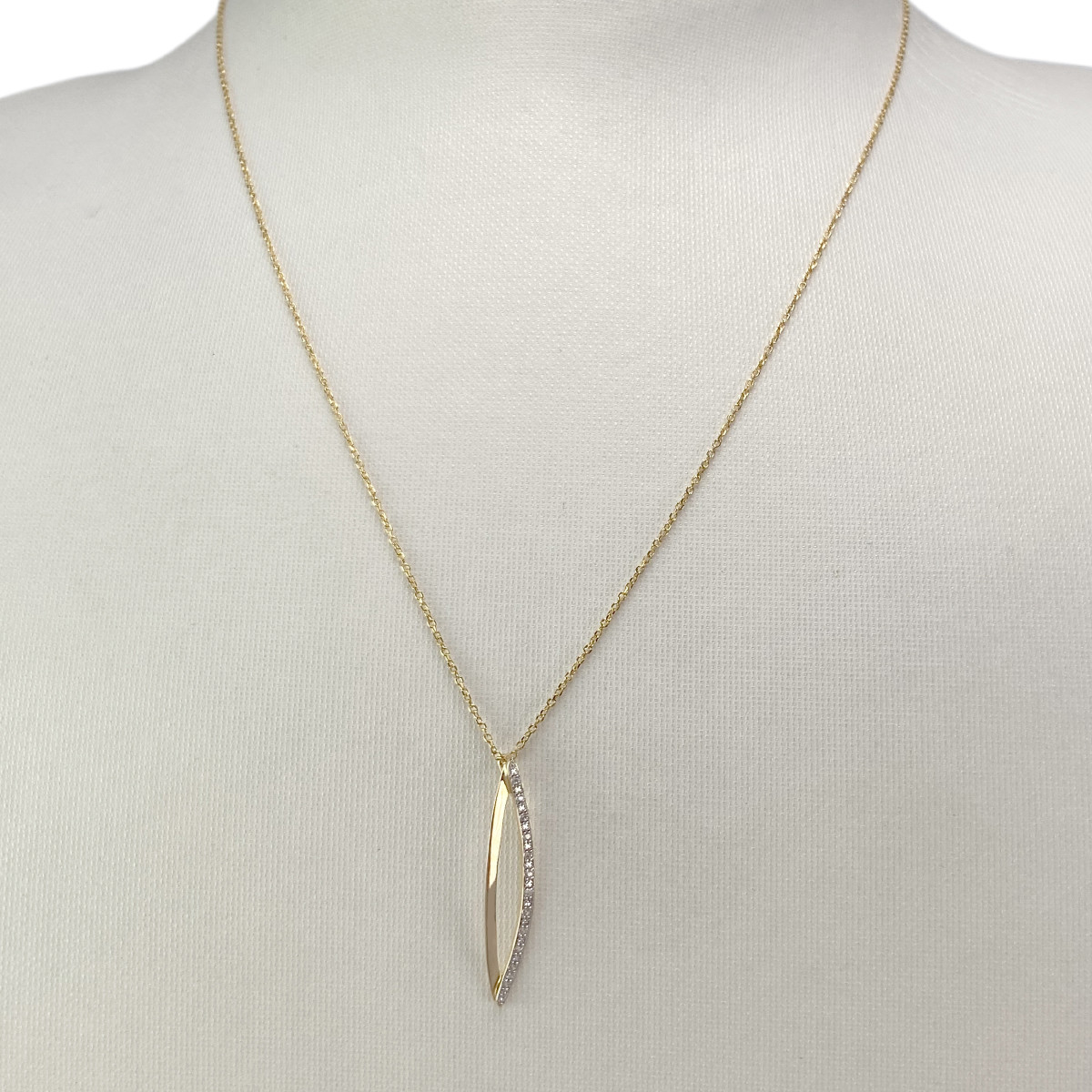 Collier d'occasion or 375 2 tons maille forçat zirconias 42,5 cm - vue 2