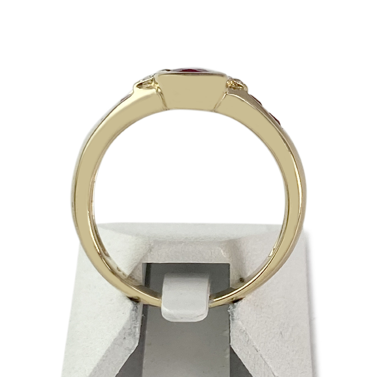 Bague d'occasion or 750 jaune rubis diamants - vue 3