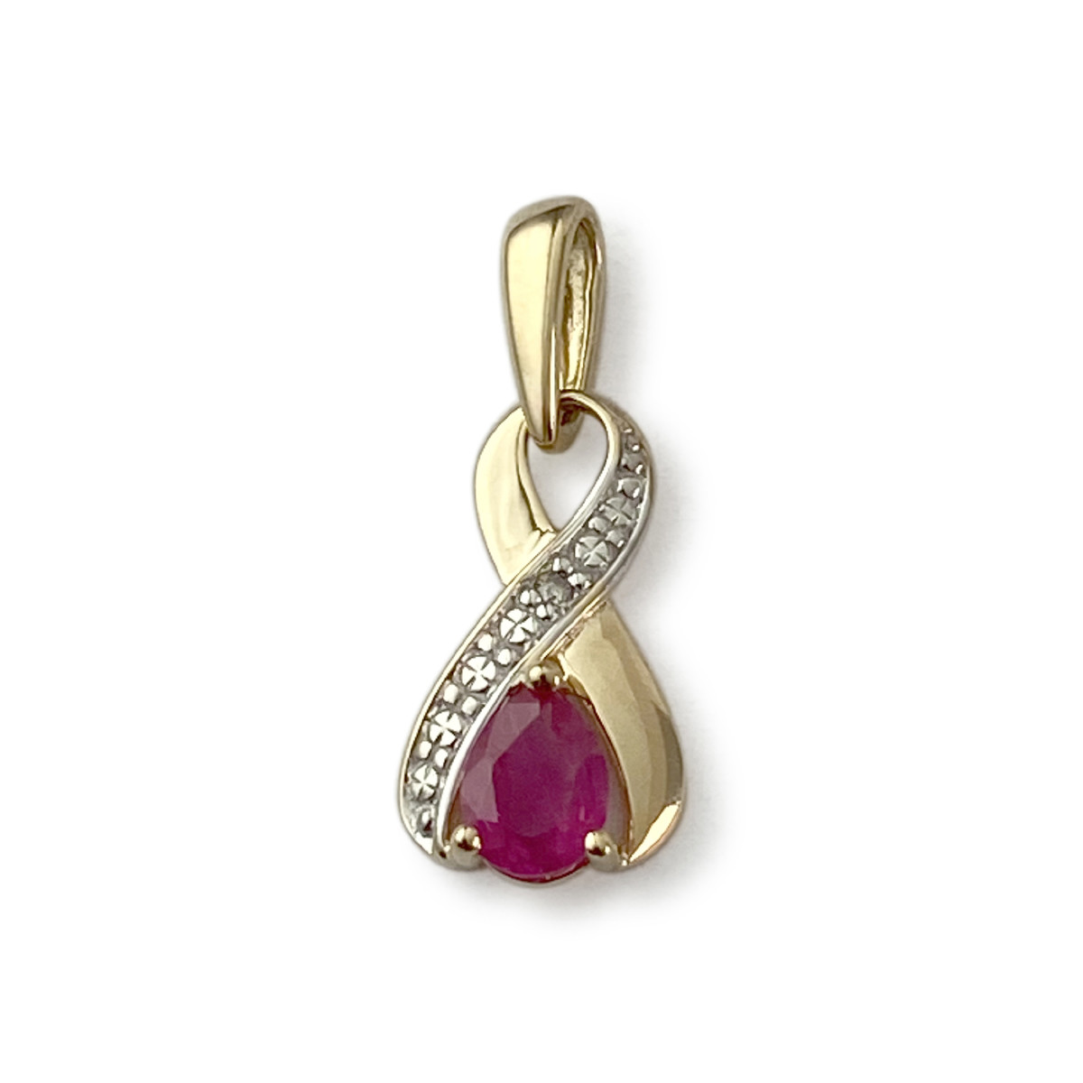 Pendentif d'occasion or 750 2 tons rubis diamant