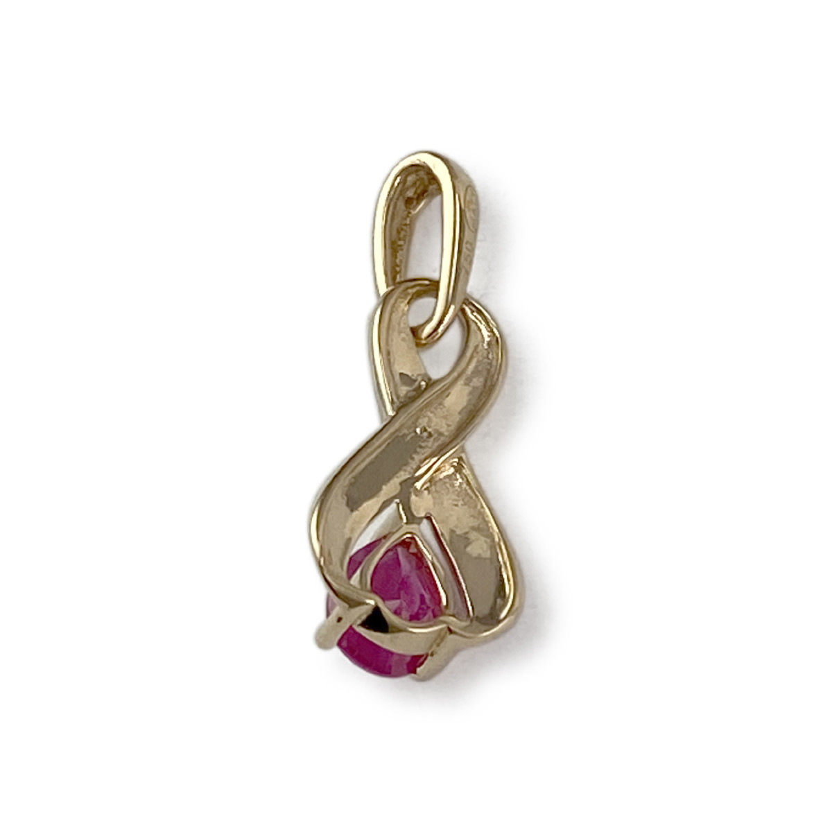 Pendentif d'occasion or 750 2 tons rubis diamant - vue 2