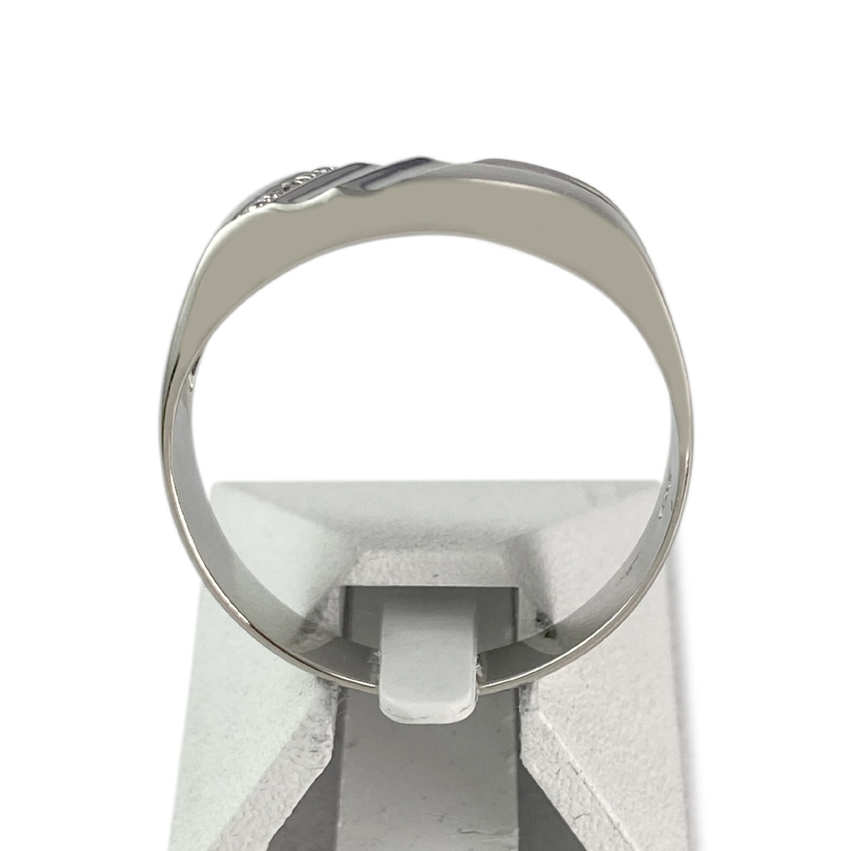 Chevalière d'occaison or 375 blanc diamant - vue 3