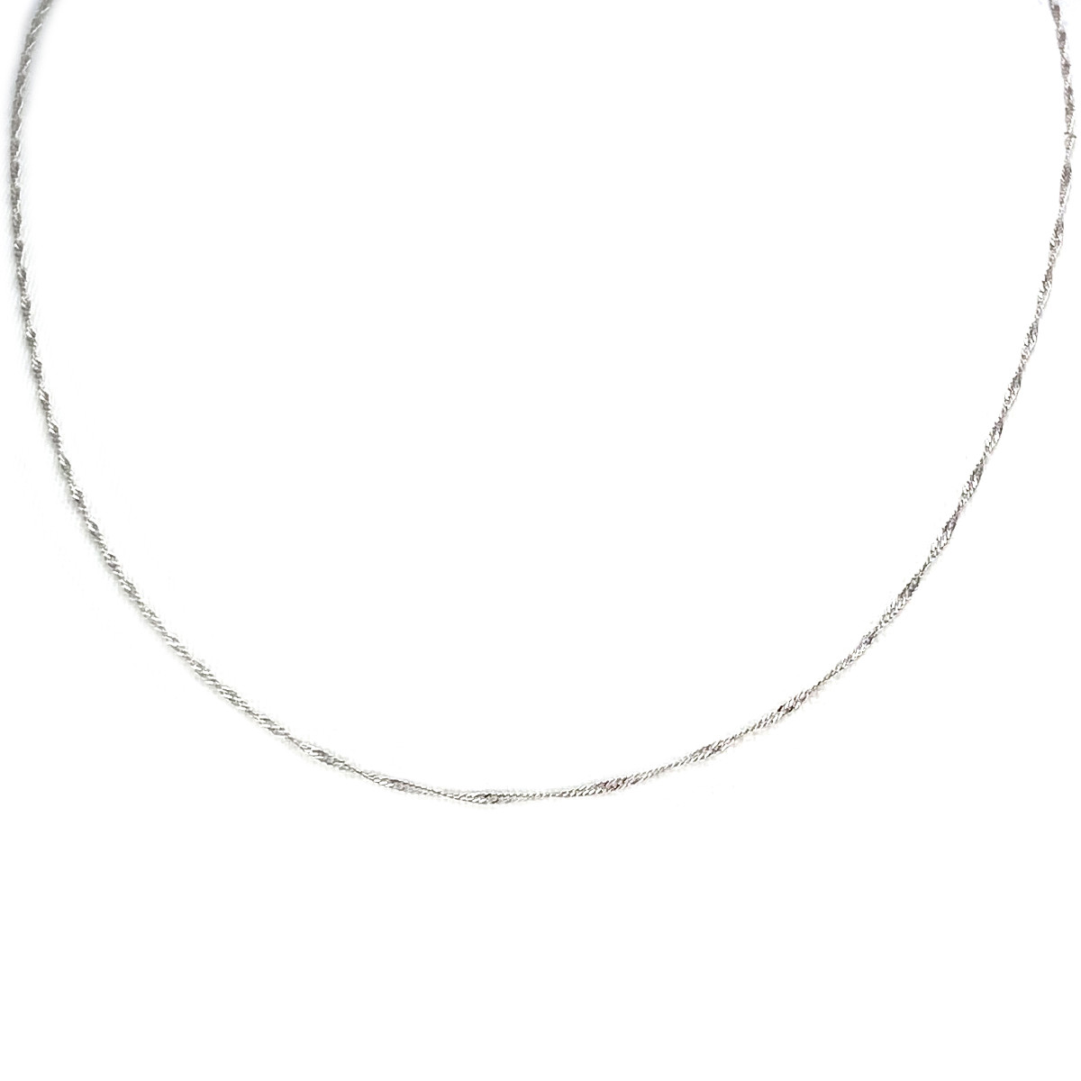 Chaîne or 750 blanc maille torsadée 40 cm