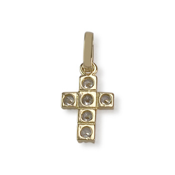 Pendentif croix d'occasion or 750 jaune zirconias