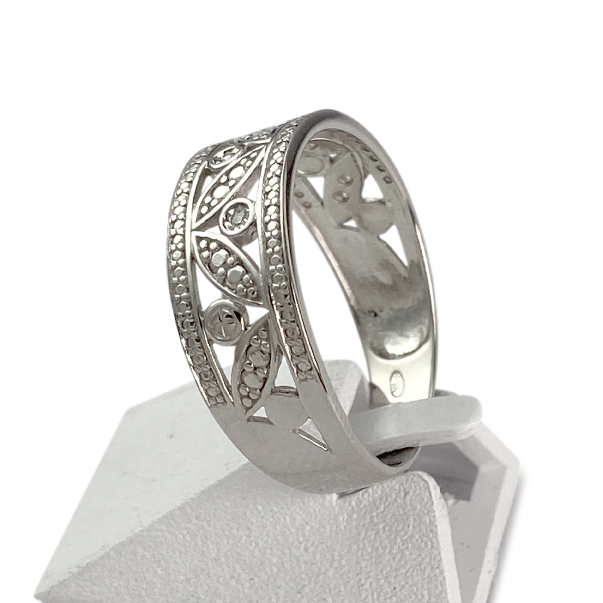 Bague d'occasion or 375 blanc diamants - vue 2