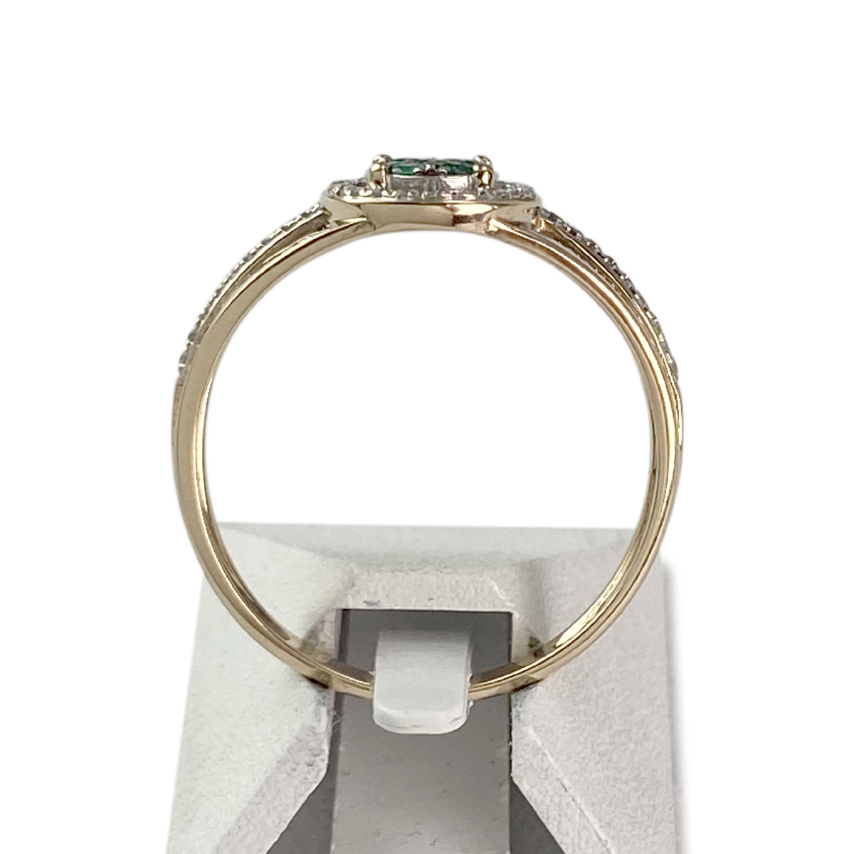 Bague d'occasion or 375 2 tons diamants émeraudes - vue 3