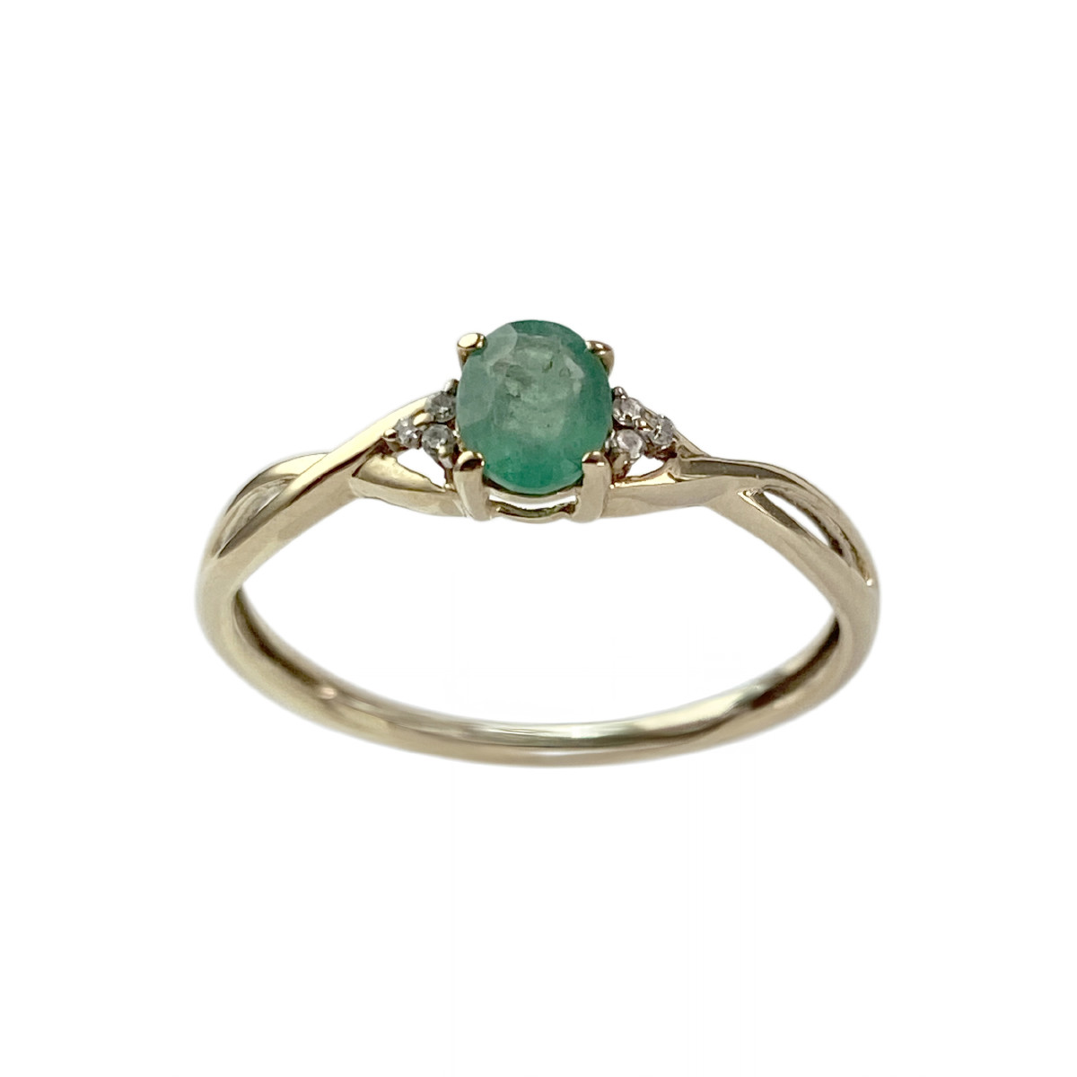 Bague d'occasion or 375 2 tons diamants émeraude
