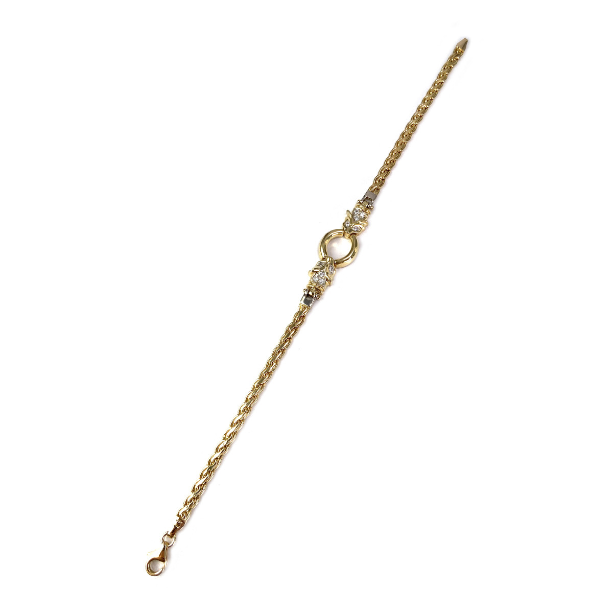 Bracelet d'occasion 2 ors 750 maille fantaisie zirconias 19 cm - vue 2