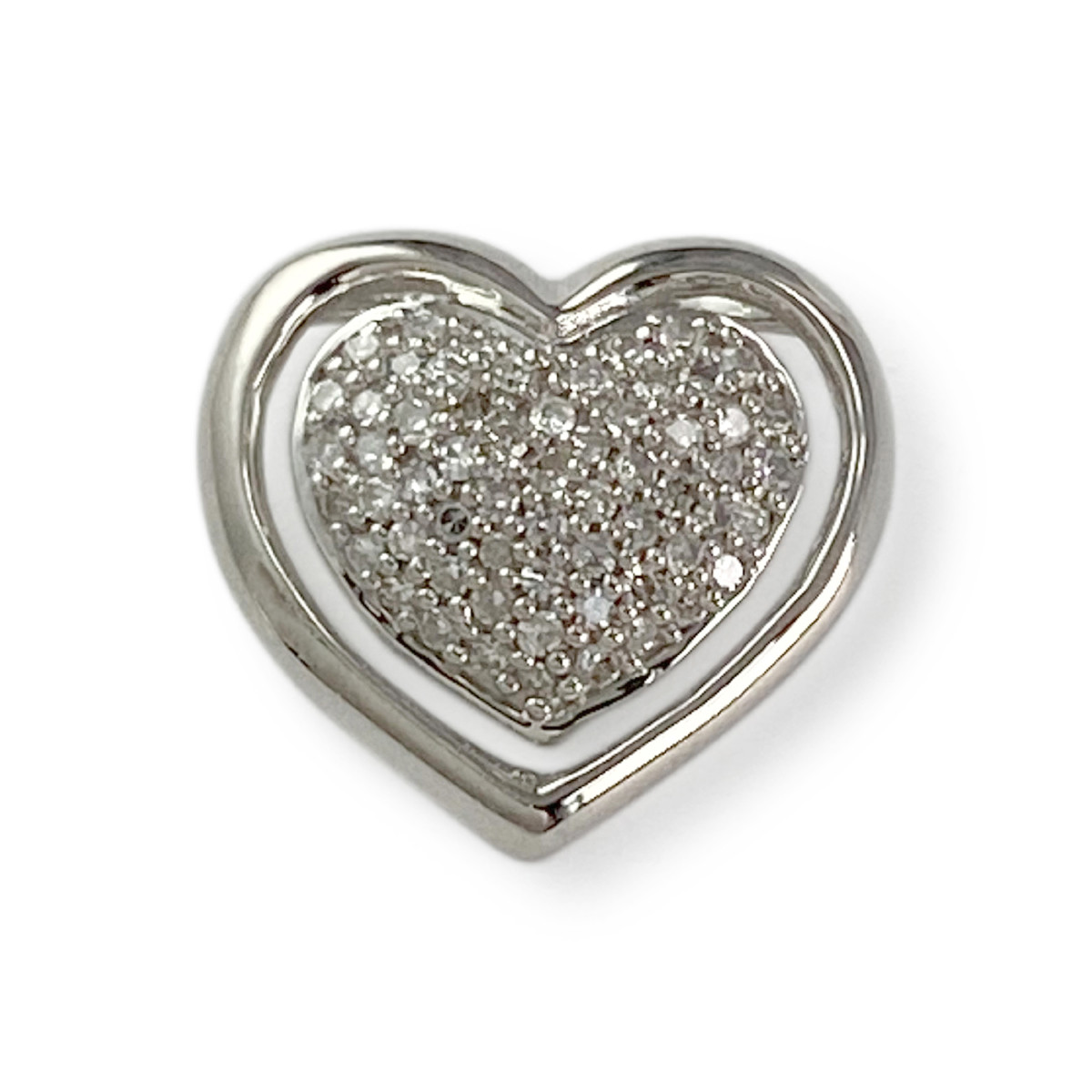Pendentif coeur d'occasion or 375 blanc diamants