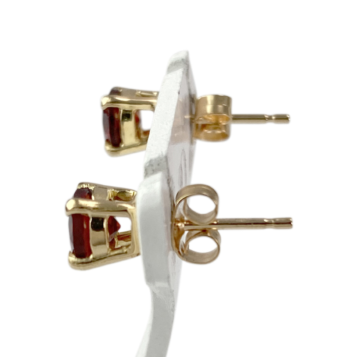 Boucles d'oreilles clous d'occaison or 750 jaune grenats - vue 2