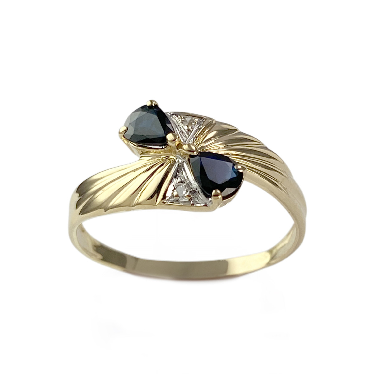 Bague d'occasion or 750 2 tons saphirs diamants