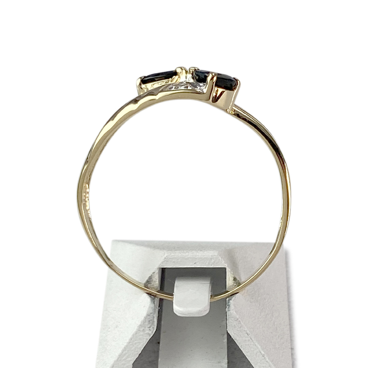 Bague d'occasion or 750 2 tons saphirs diamants - vue 3