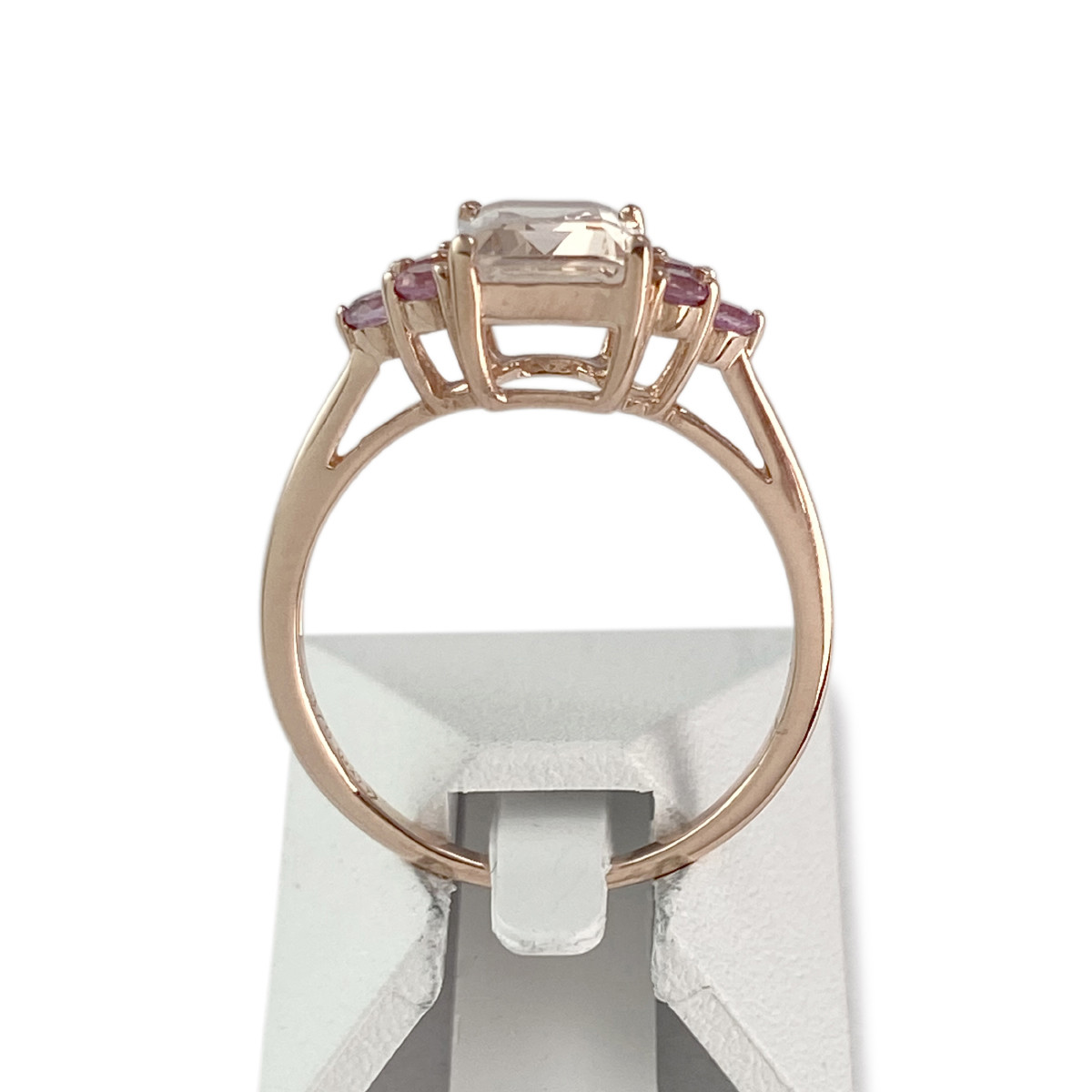 Bague d'occasion or 375 rose morganite et saphirs roses - vue 3
