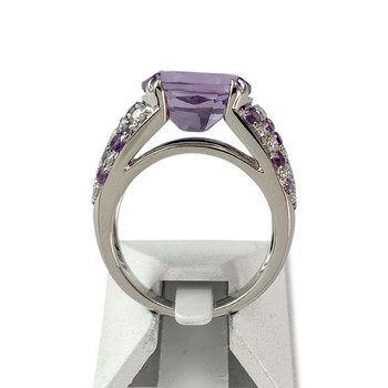 Second-hand mauboussin ring gold 750 white diamonds amethysts