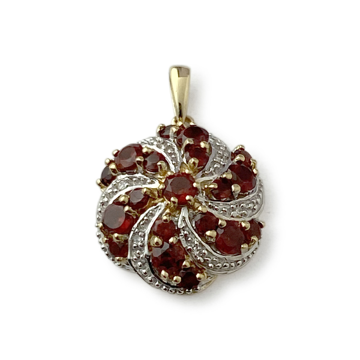 Pendentif d'occasion or 750 2 tons pierres fines diamants