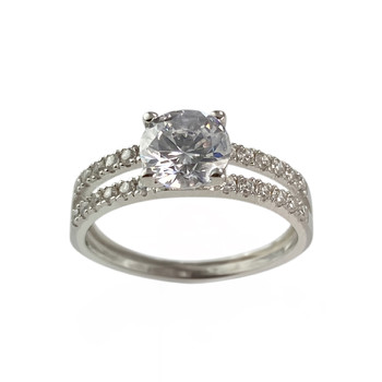 Tweedehands gouden ring 375 witte zirkonia's