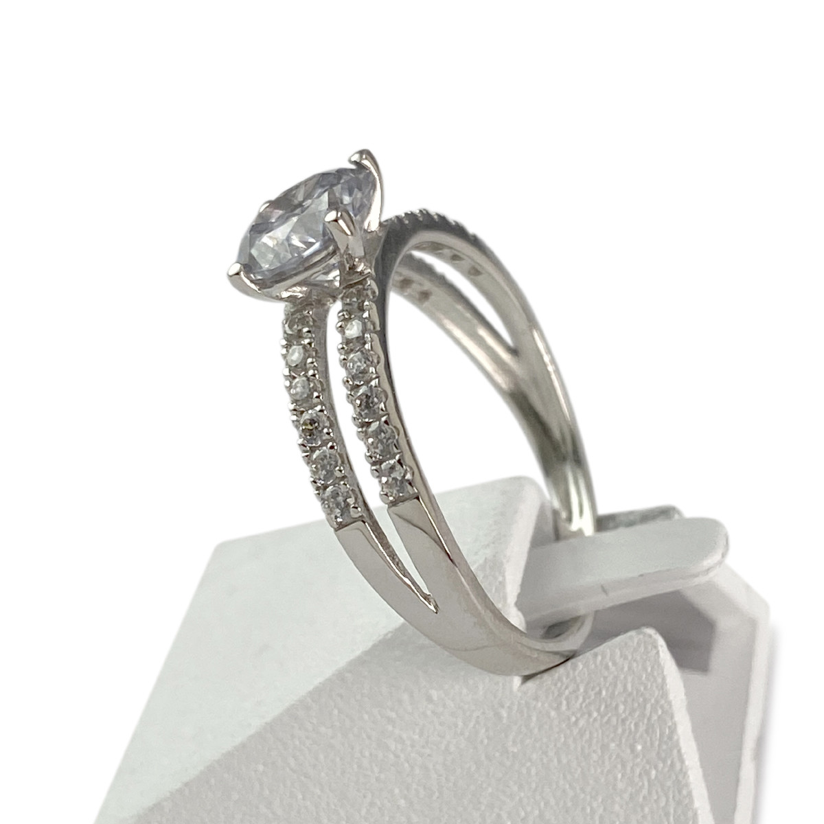 Bague d'occasion or 375 blanc zirconias - vue 2