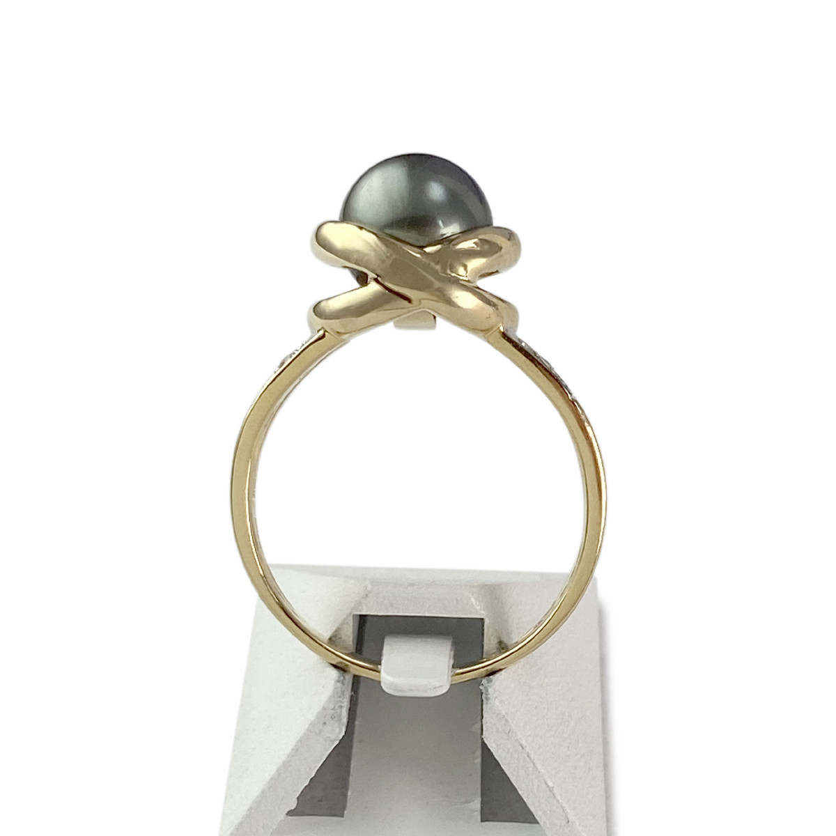 Bague d'occasion or 750 2 tons perle de culture de tahiti diamants - vue 3