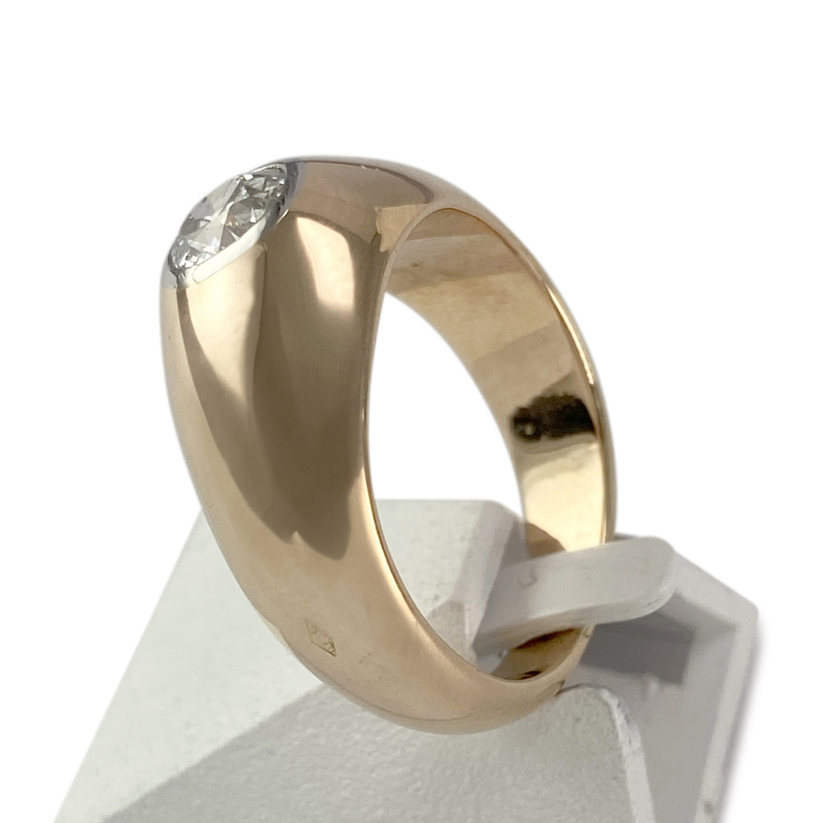 Solitaire d'occasion or 750 2 tons diamant - vue 2