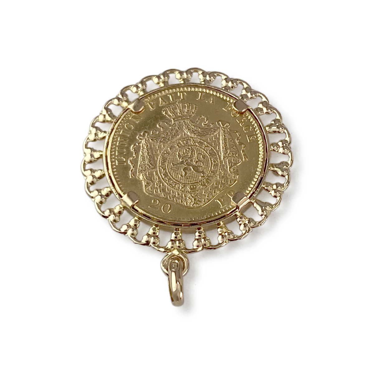 Pendentif d'occasion or 750 jaune porte pièce 'leopold II 20 francs 1875' - vue 2
