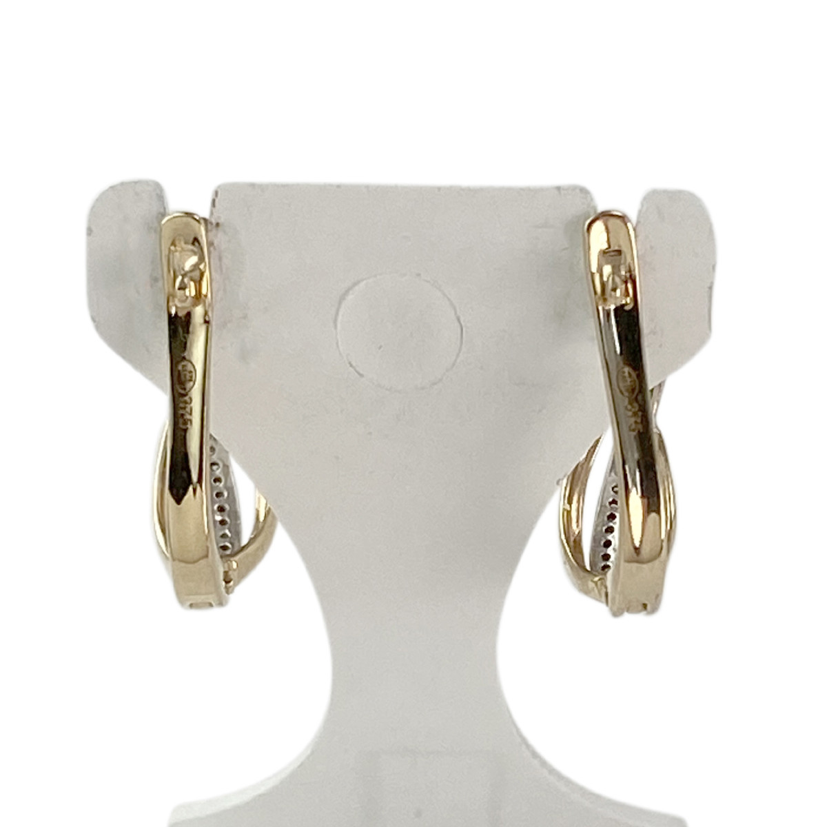 Boucles d'oreilles dormeuses d'occasion 2 ors 375 diamants - vue 3