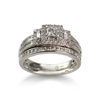 Duo bague d'occasion or 750 blanc diamants