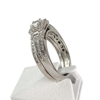 Duo bague d'occasion or 750 blanc diamants