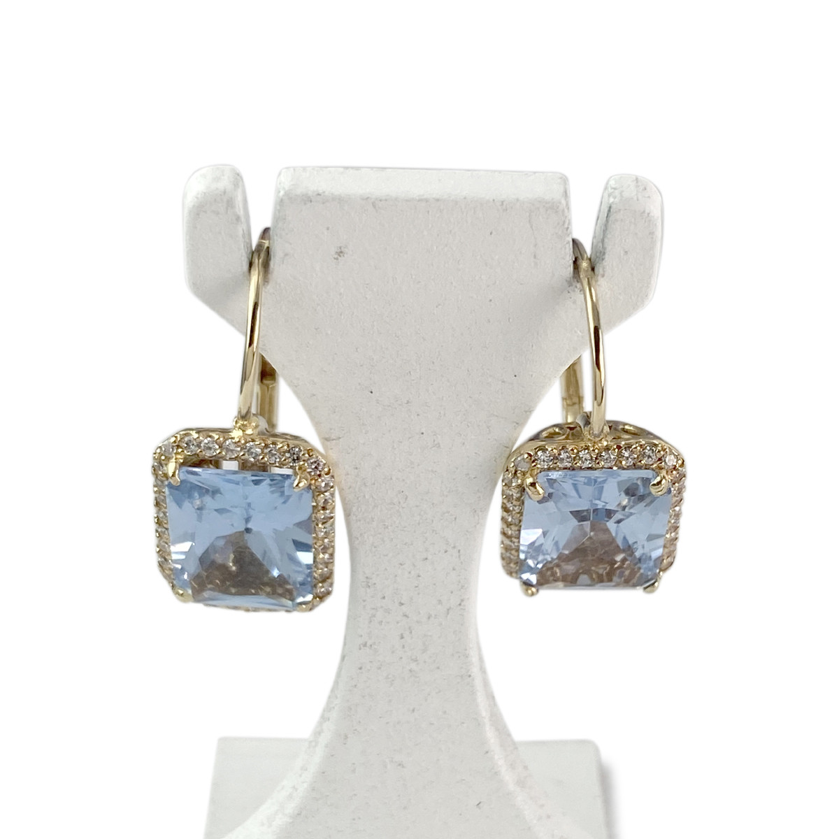 Boucles d'oreilles d'occasion or 585 jaune spinelles synthétiques zirconias