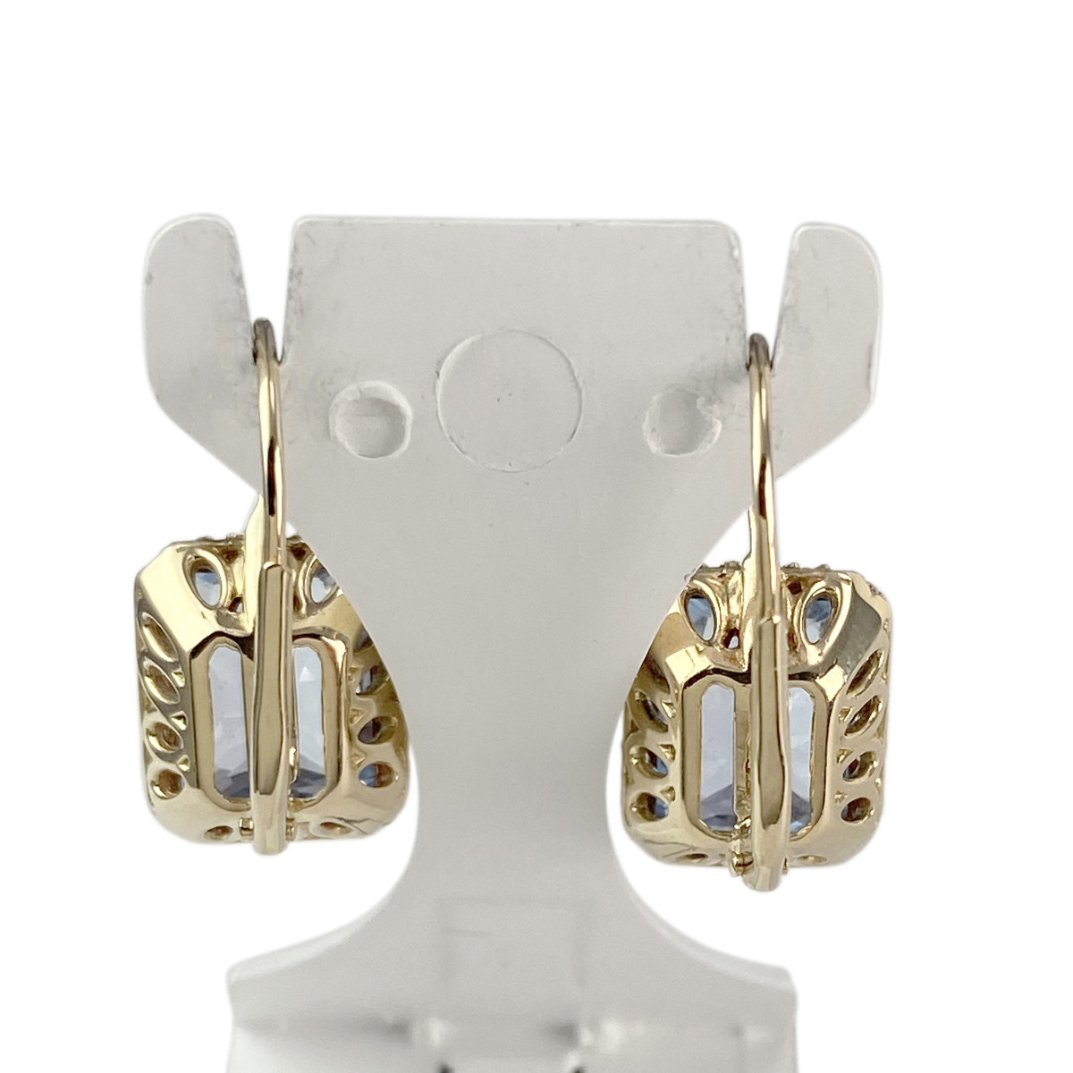 Boucles d'oreilles d'occasion or 585 jaune spinelles synthétiques zirconias - vue 3