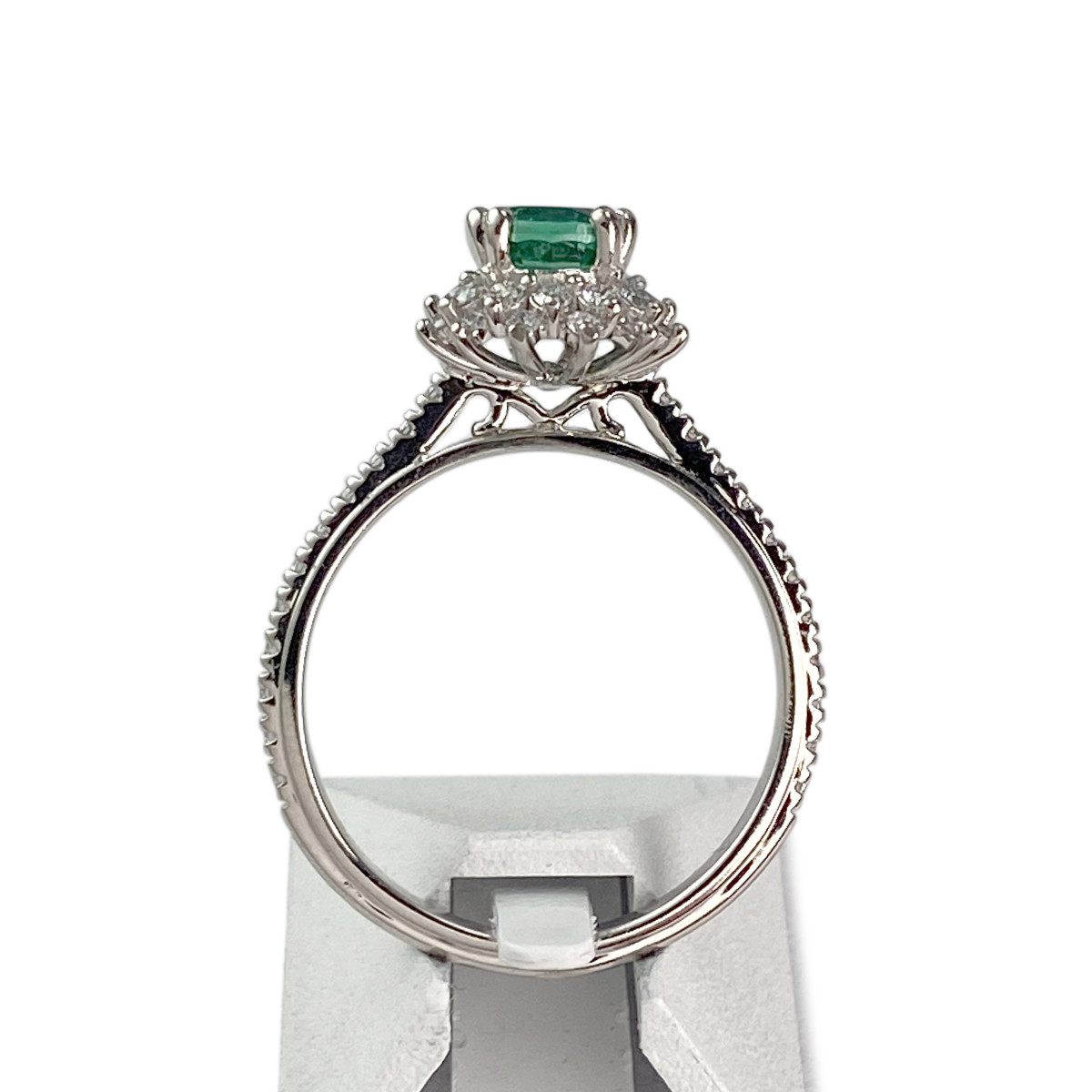 Bague d'occasion or 585 blanc diamants synthétques verre vert - vue 3