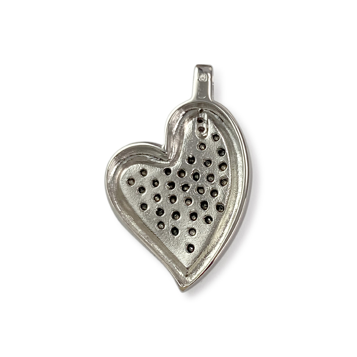 Pendentif coeur d'occasion or 750 blanc diamants blancs et noirs - vue 2
