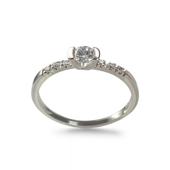 Bague d'occasion or 750 blanc zirconias