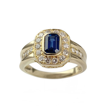 Second-hand gold 750 yellow sapphire diamond ring