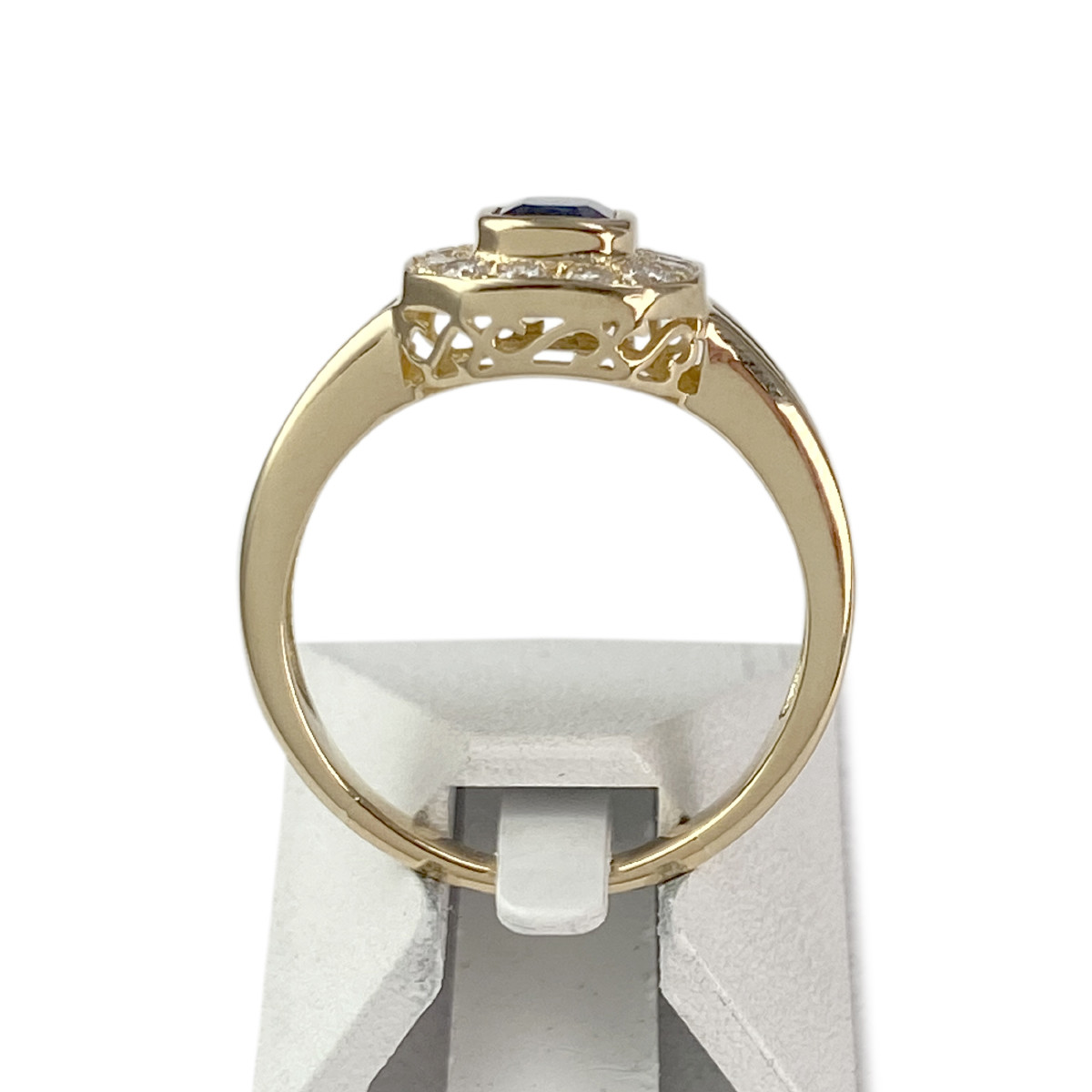 Bague d'occasion or 750 jaune saphir diamants - vue 3