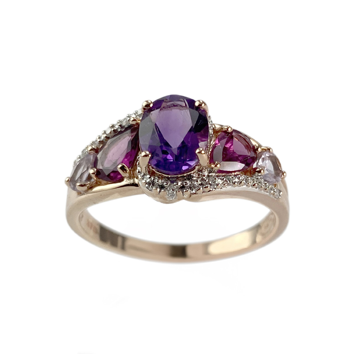 Bague d'occasion or 375 2 tons diamants pierres fines
