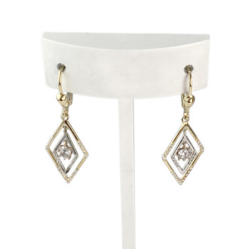 Boucles d'oreilles pendants d'occasion 3 ors 750 zirconias