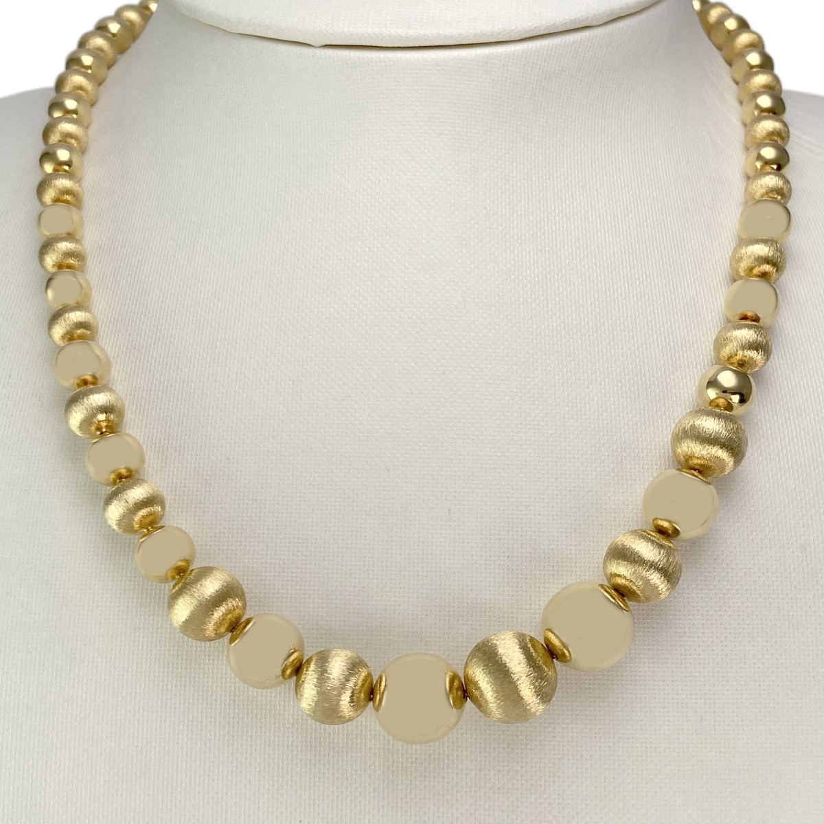 Collier en chute d'occasion or 750 jaune maille boules 45,5 cm - vue 2