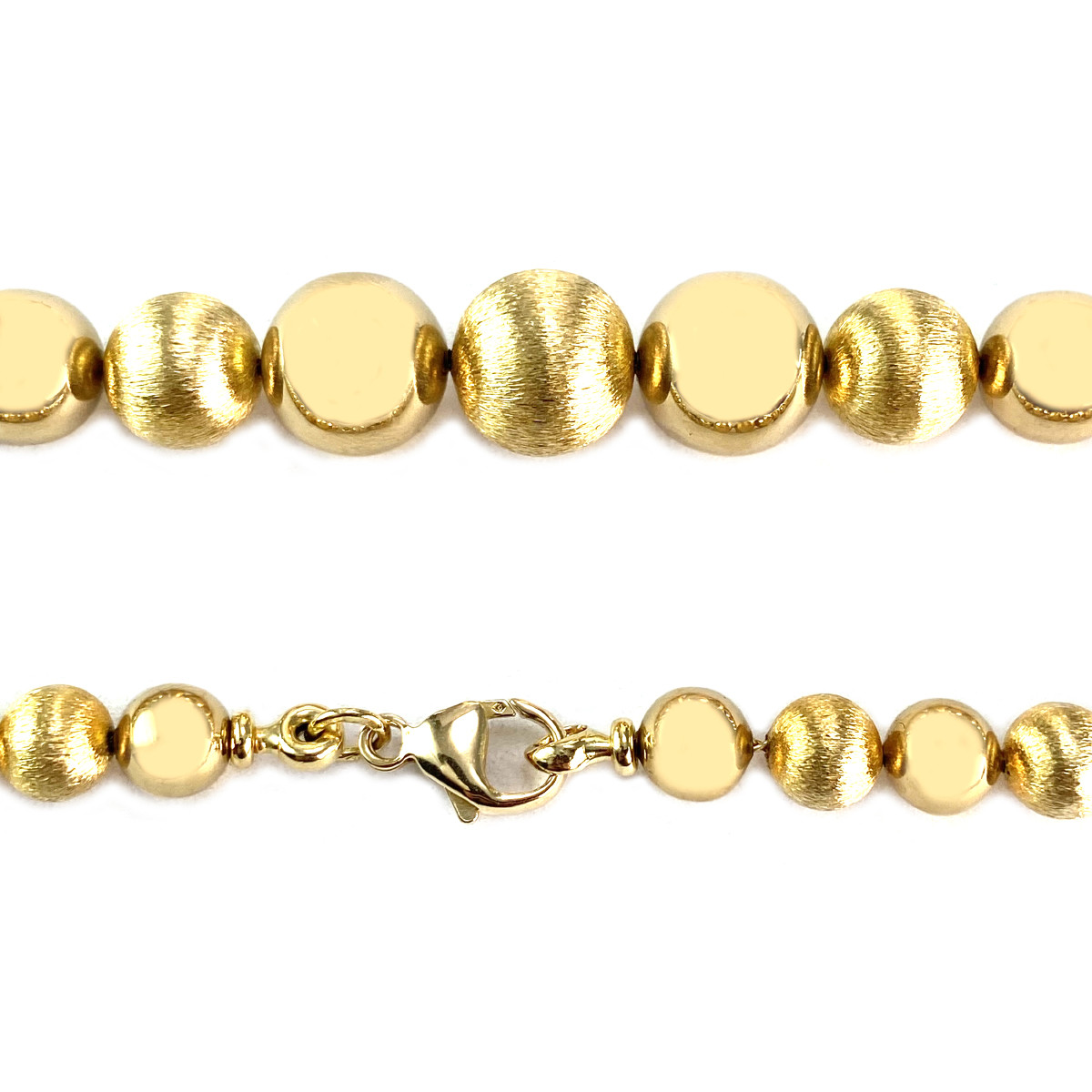 Collier en chute d'occasion or 750 jaune maille boules 45,5 cm - vue 3