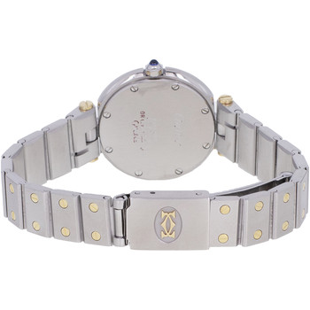 Tweedehands horloge CARTIER Santos vrouw quartz armband geel goud 750/000 en staal